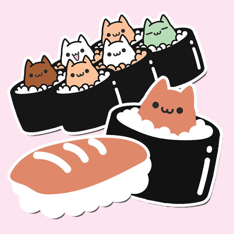 Sushi Cat Sticker Pack | Stami Studios