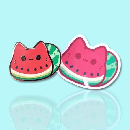 Watermelonn Kitty Bean Pin & Sticker