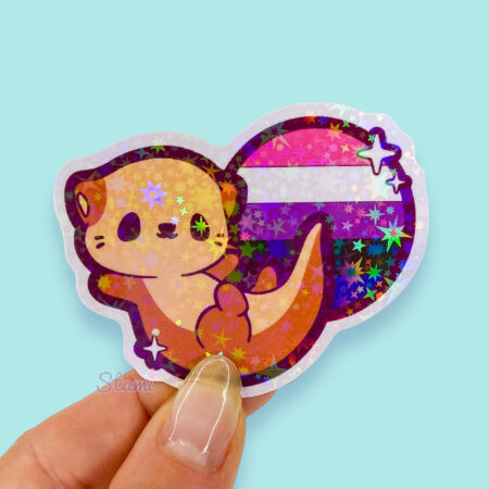 Genderfluid Otter Holo Sticker