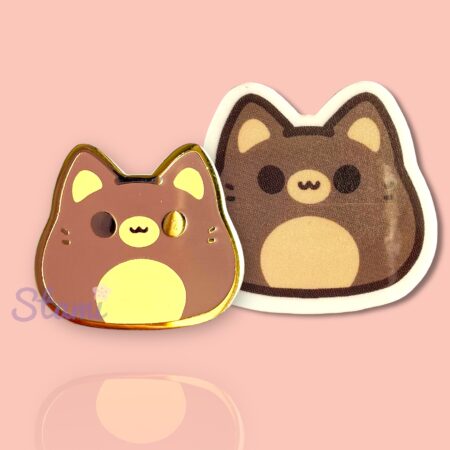 Bear Kitty Bean Pin & Sticker