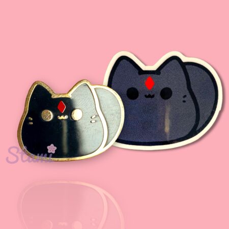Dark Mage Kitty Bean Pin & Sticker