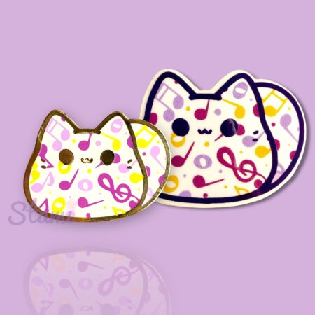 Musical Kitty Bean Pin & Sticker