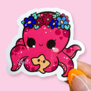 Flower Crown Octopus Sticker