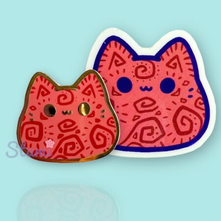 Tribal Kitty Bean Pin & Sticker