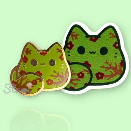 Vine Kitty Bean Pin & Sticker