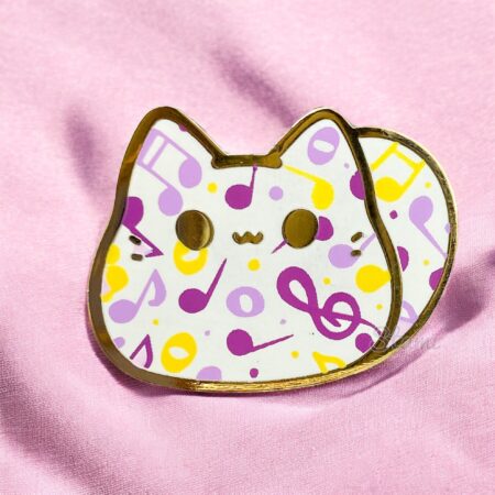 Musical Kitty Bean Pin